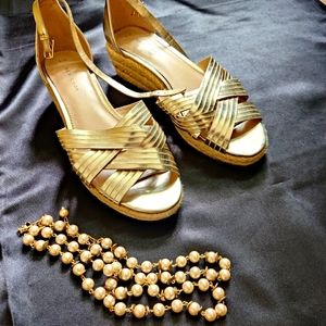 Golden Strappy Wedges